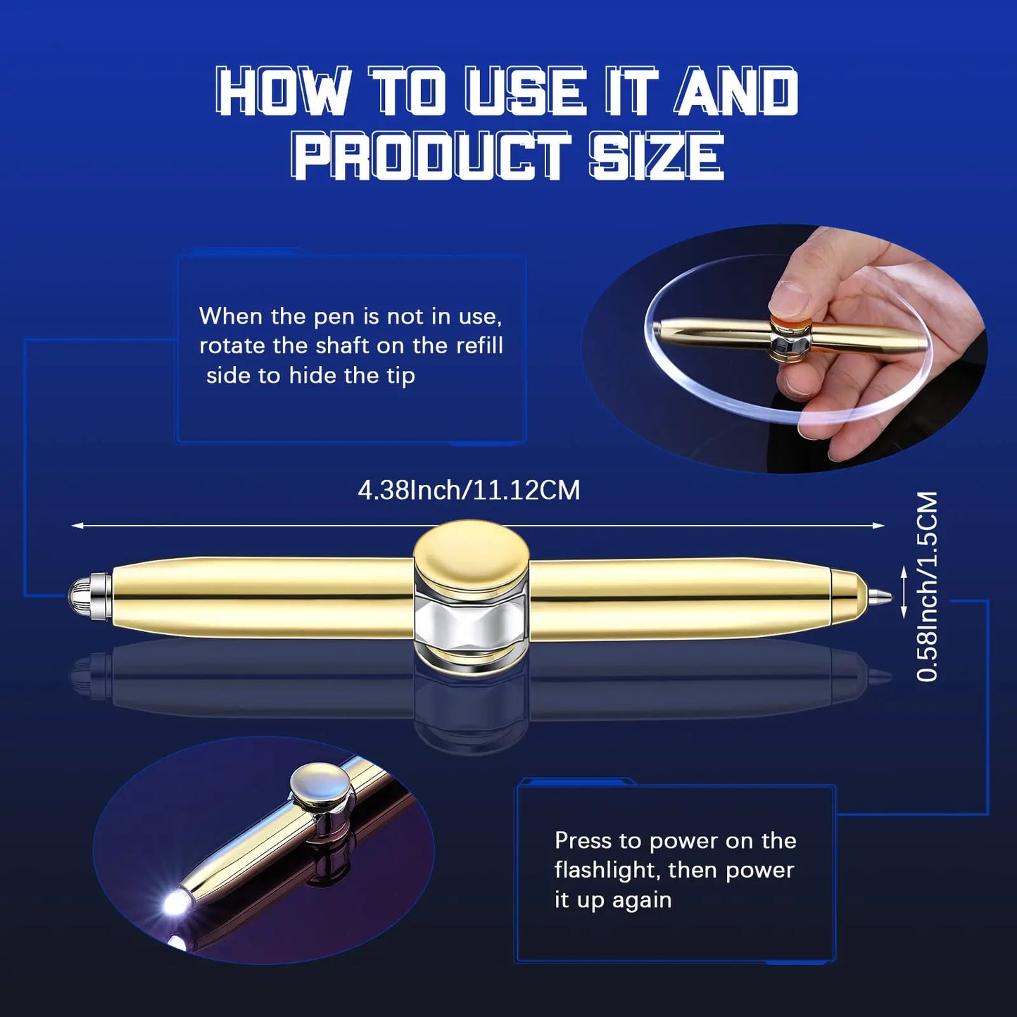 LED Light Spinning Pen Pen Multi-functional Pen Ball Point Pen Anti-Slip High Speed Rotary Toy Pen Learning to Resist Pressure