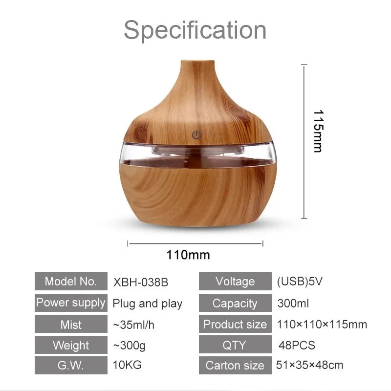 Humidifier Electric Air Diffuser Cool Mist Maker 300ml